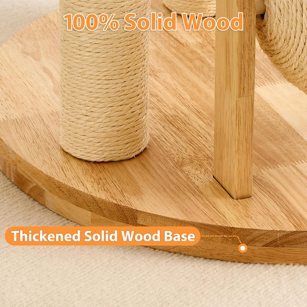 Modern Wooden Cat Tree Tower with Cozy Cat Bed & Sisal Scratching Post