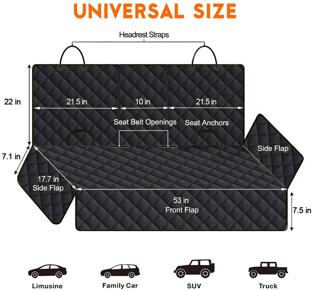 Waterproof Dog Car Seat Cover | Back Seat Protector with Middle Armrest Access for Cars, SUVs & Trucks
