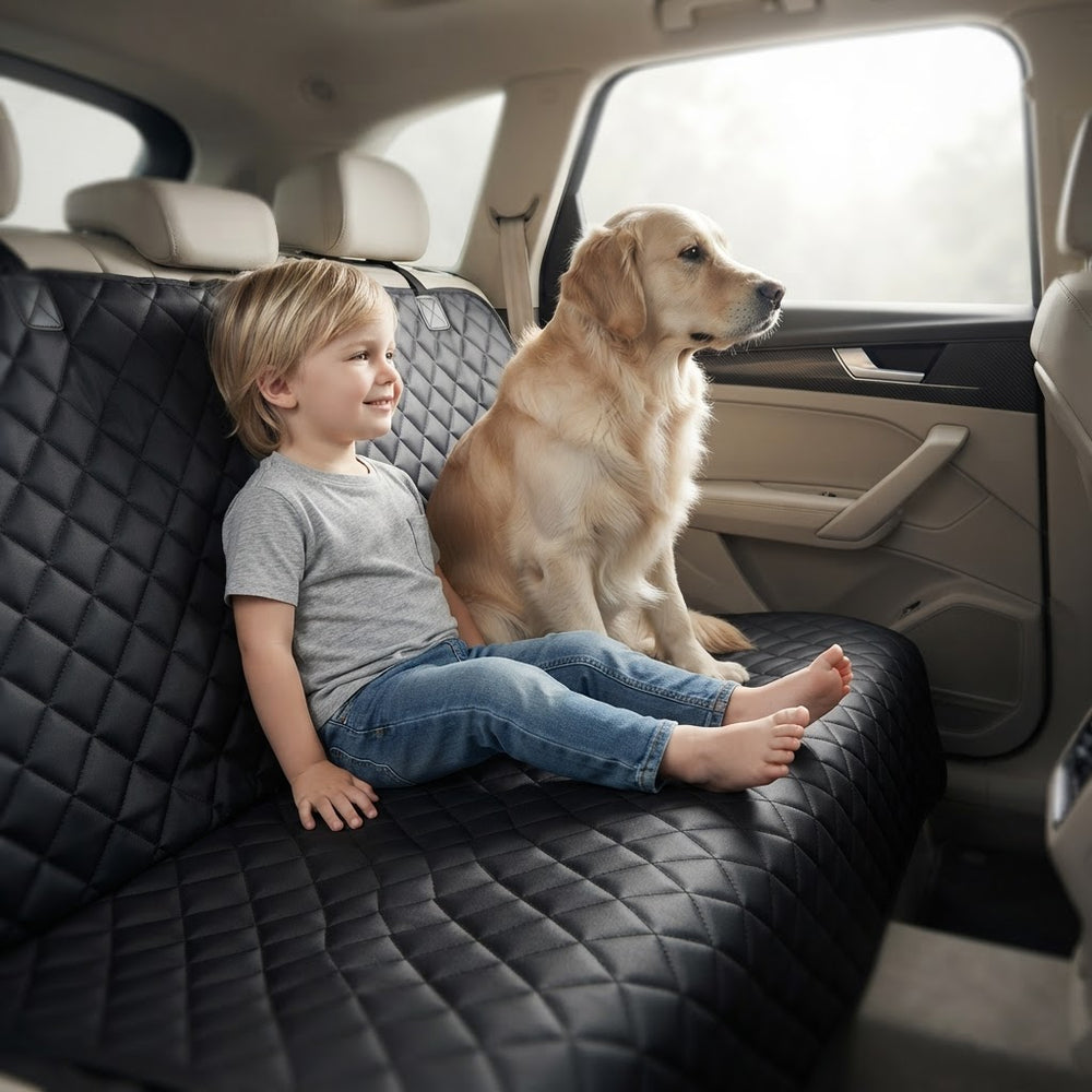 Waterproof Dog Car Seat Cover | Back Seat Protector with Middle Armrest Access for Cars, SUVs & Trucks