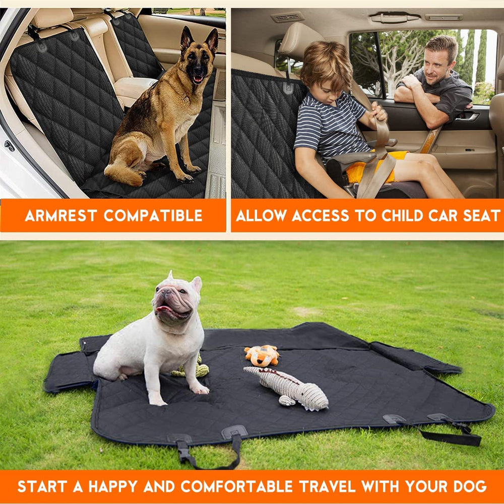 Waterproof Dog Car Seat Cover | Back Seat Protector with Middle Armrest Access for Cars, SUVs & Trucks