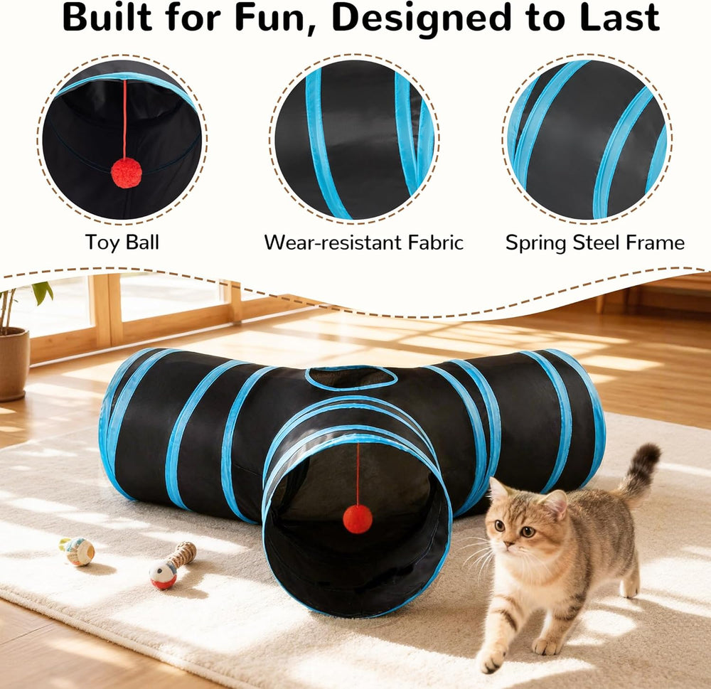 3-Way Collapsible Interactive Cat Tunnel