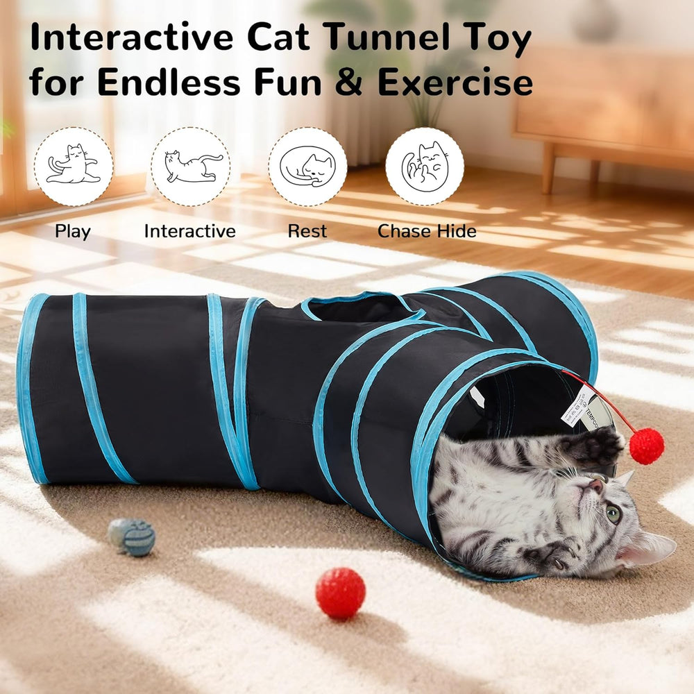 3-Way Collapsible Interactive Cat Tunnel