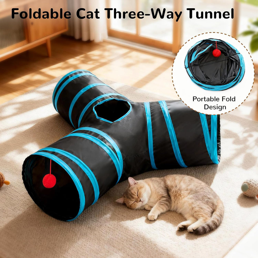 3-Way Collapsible Interactive Cat Tunnel