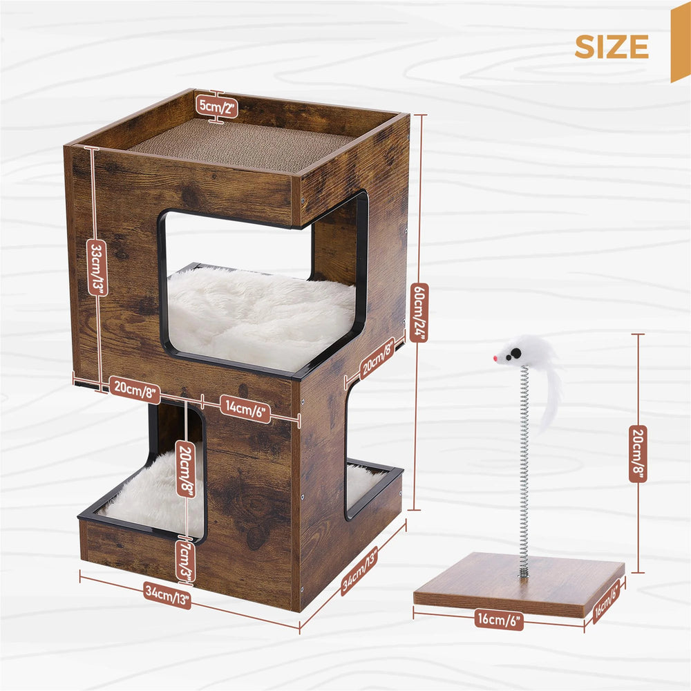 23" Modern Wooden Indoor Cat House