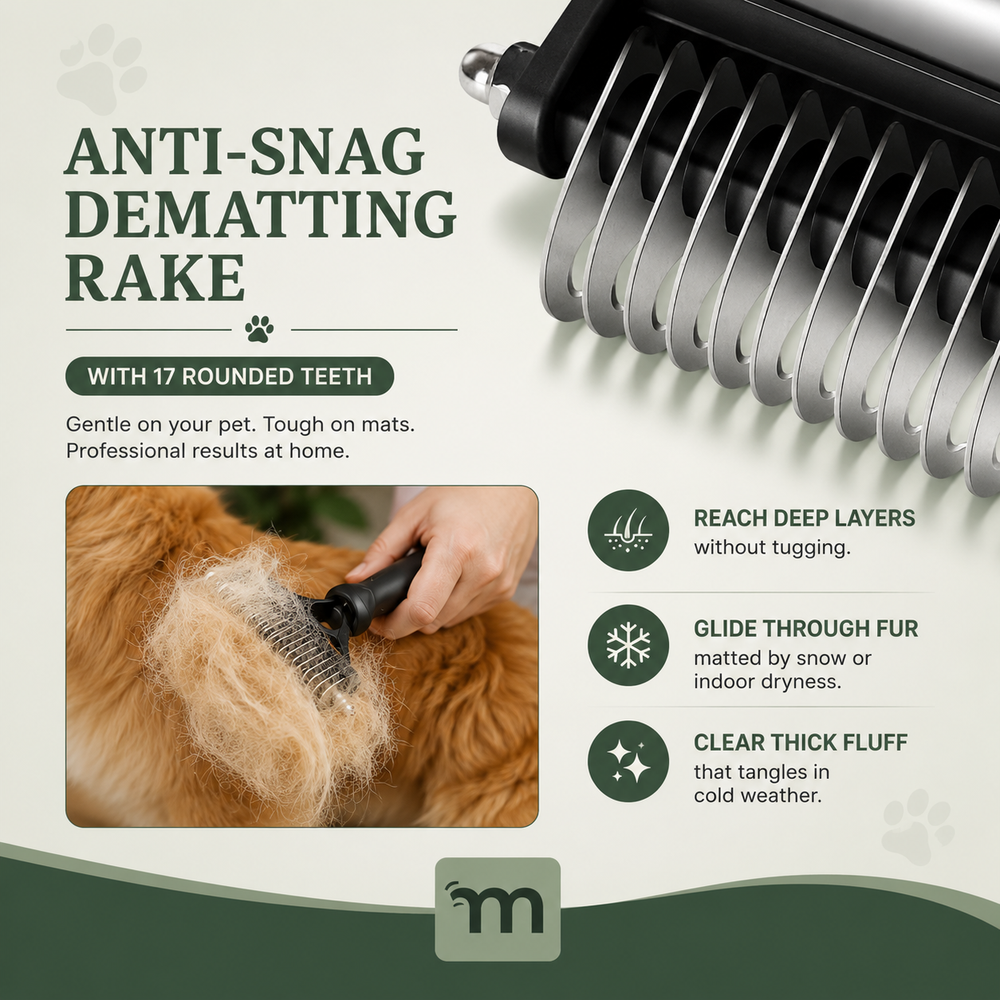 Premium Dog Brush | 2-In-1 Undercoat & Dematting Rake