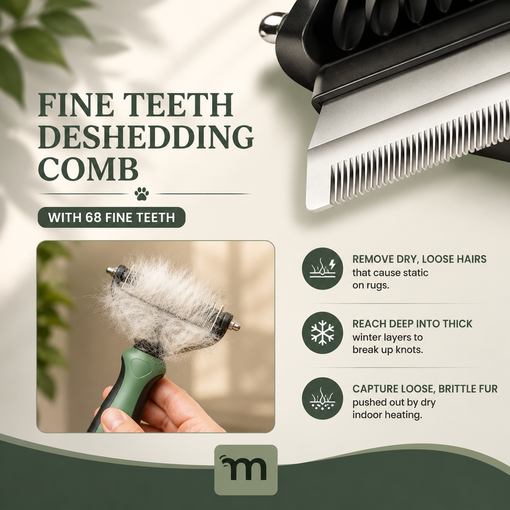 Premium Dog Brush | 2-In-1 Undercoat & Dematting Rake