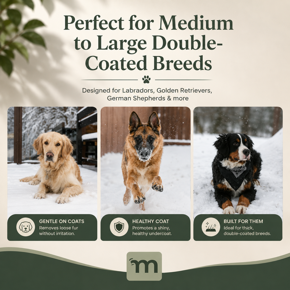 Premium Dog Brush | 2-In-1 Undercoat & Dematting Rake