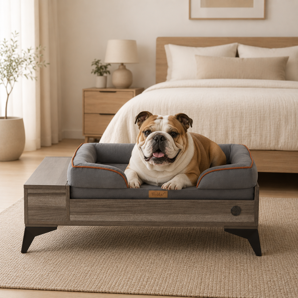Wyatt Premium Elevated Pet Bed with Mattress & Storage