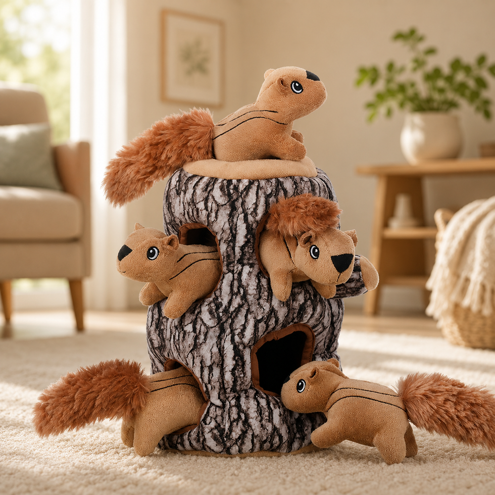 Hidden Squirrel Plush Dog Toy
