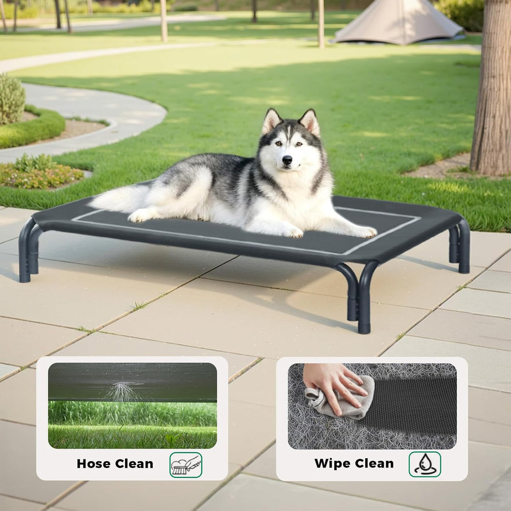 Elevated cooling dog bed cot with breathable mesh and anti-slip feet