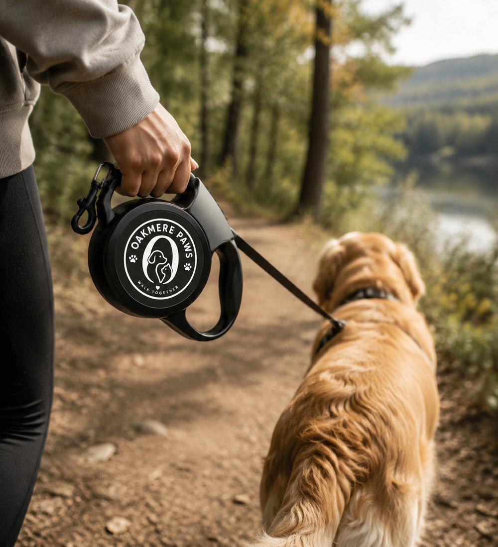 Retractable Pet Leash — Oakmere Paws Dog Leash, 16ft Hands-Free Walking Lead