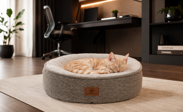 Cozy Plush Cat Bed with Bolster Sides & Non-Slip Bottom