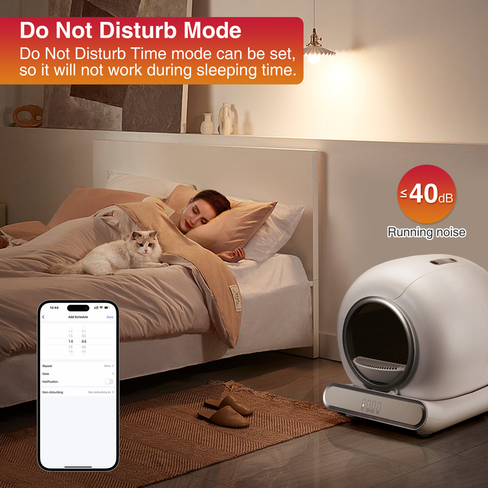 Smart self-cleaning cat litter box with automatic scooping and app control