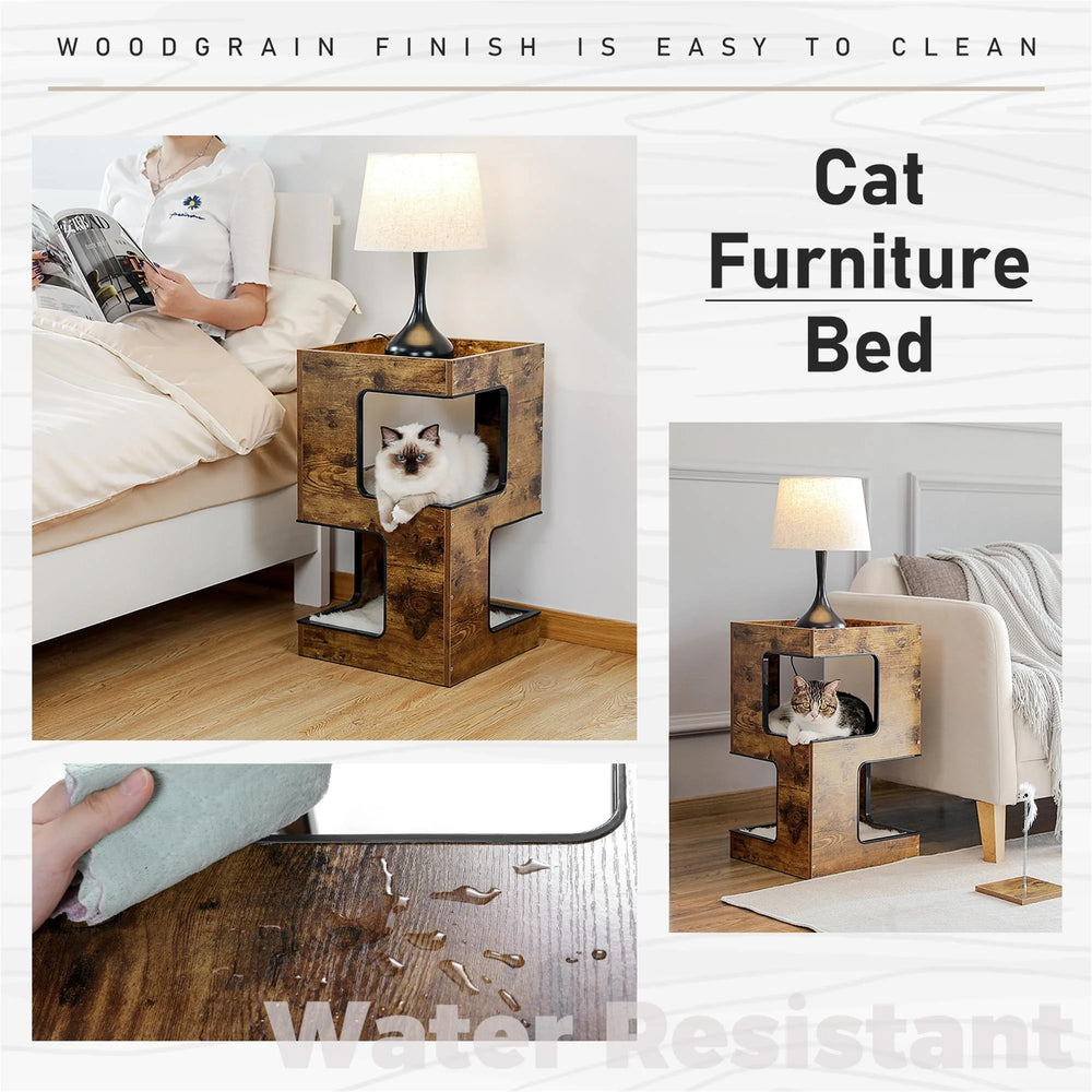 23" Modern Wooden Indoor Cat House