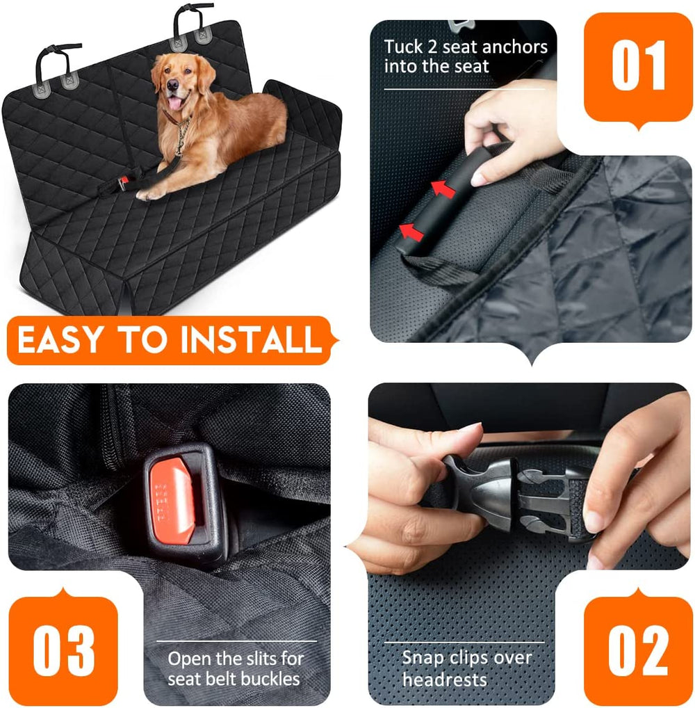 Waterproof Dog Car Seat Cover | Back Seat Protector with Middle Armrest Access for Cars, SUVs & Trucks